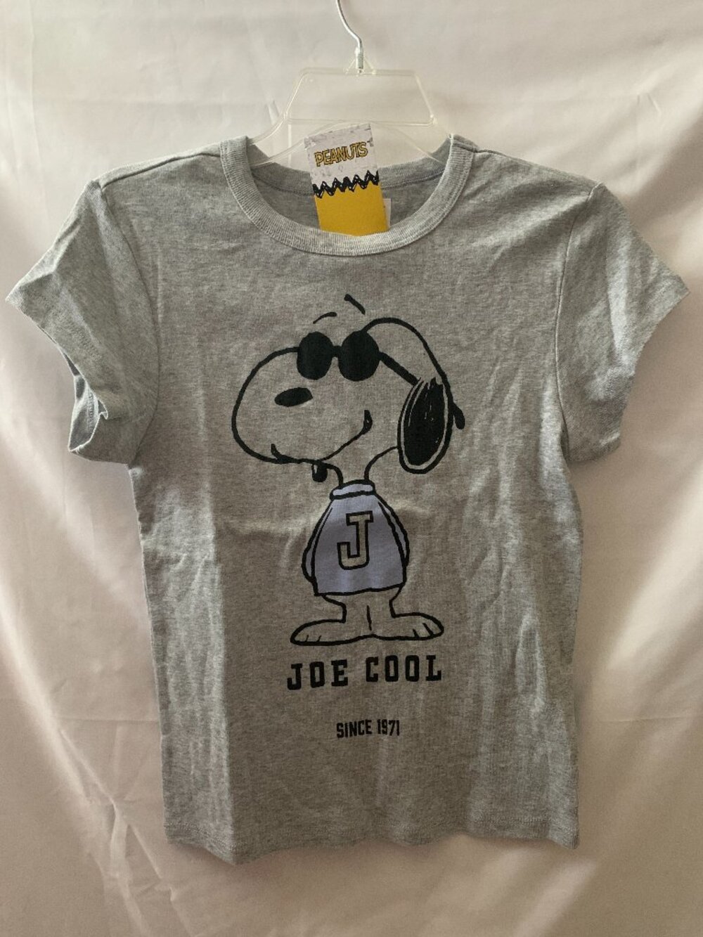 PEANUTS Snoopy Joe Cool Baby Tee in Heather Grey Sz MEDIUM (JUNIORS)